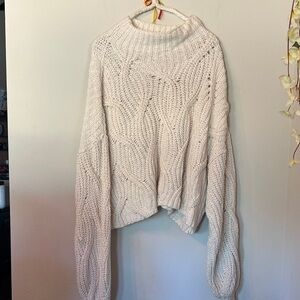 Free People Cream Turtleneck Sweater